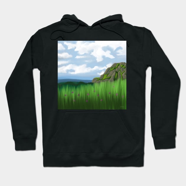 Mountain Scene Clouds Hoodie by kerimeart